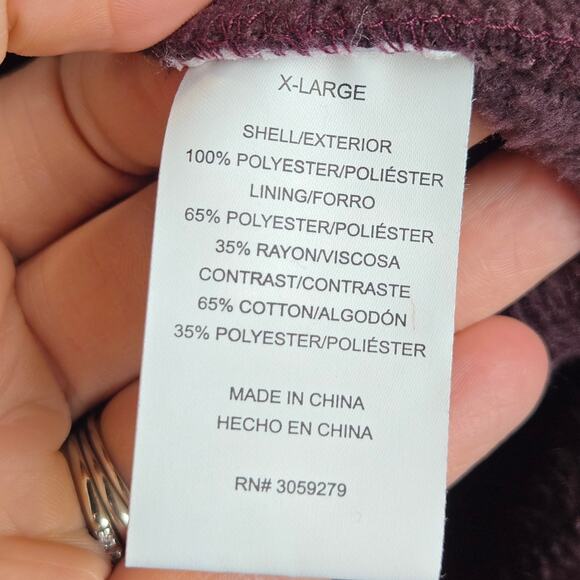 Men's Thread and Supply T-Snap Fleece Pullover Sweater Burgandy XL - Picture 4 of 6